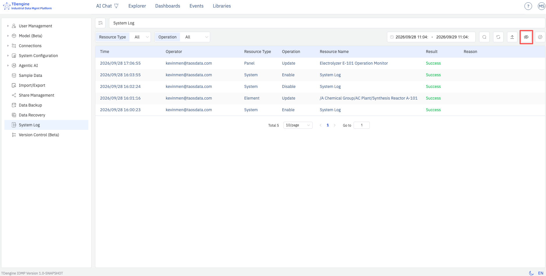 Enabling and disabling the System Log