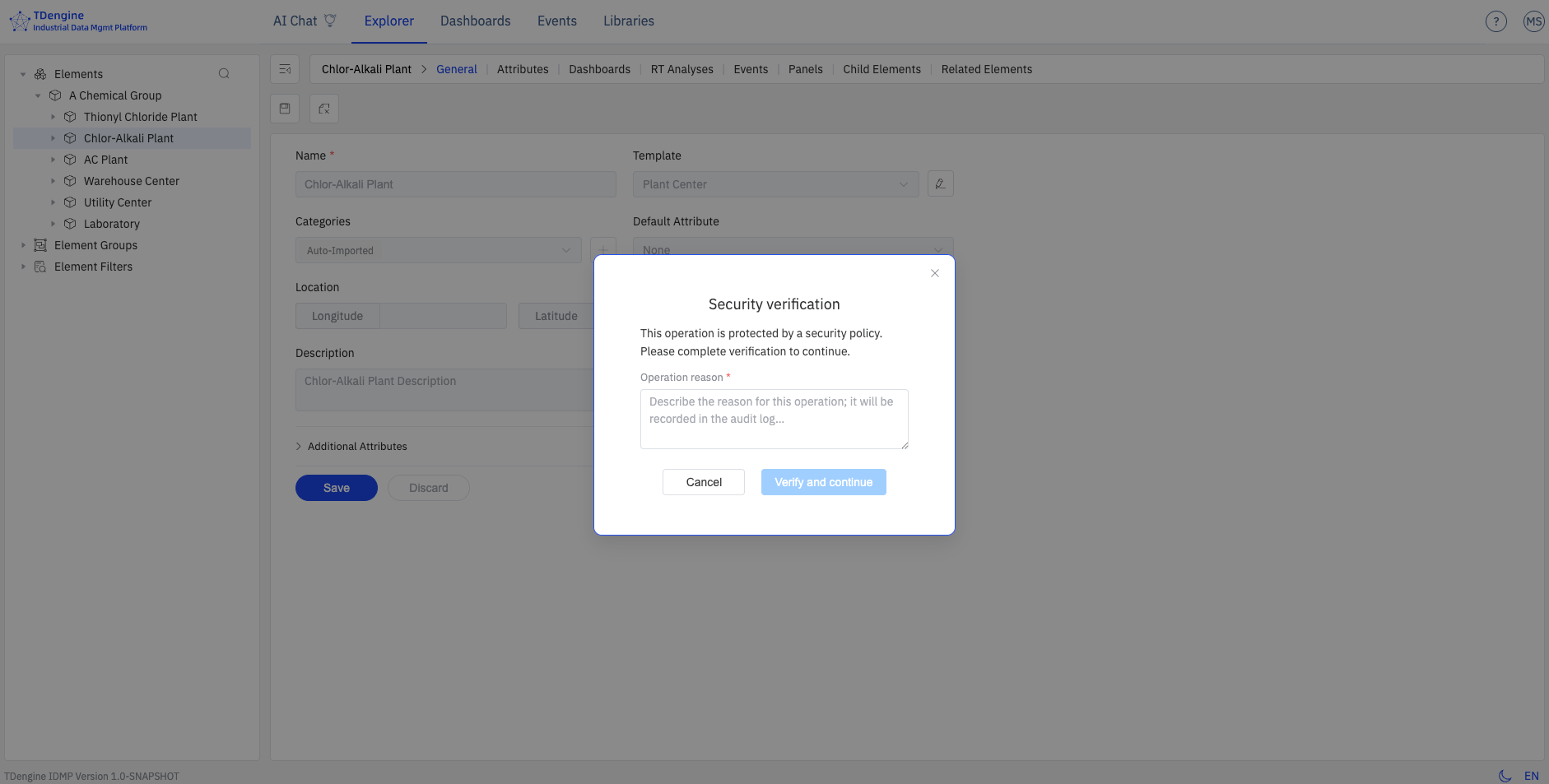 Security verification dialog