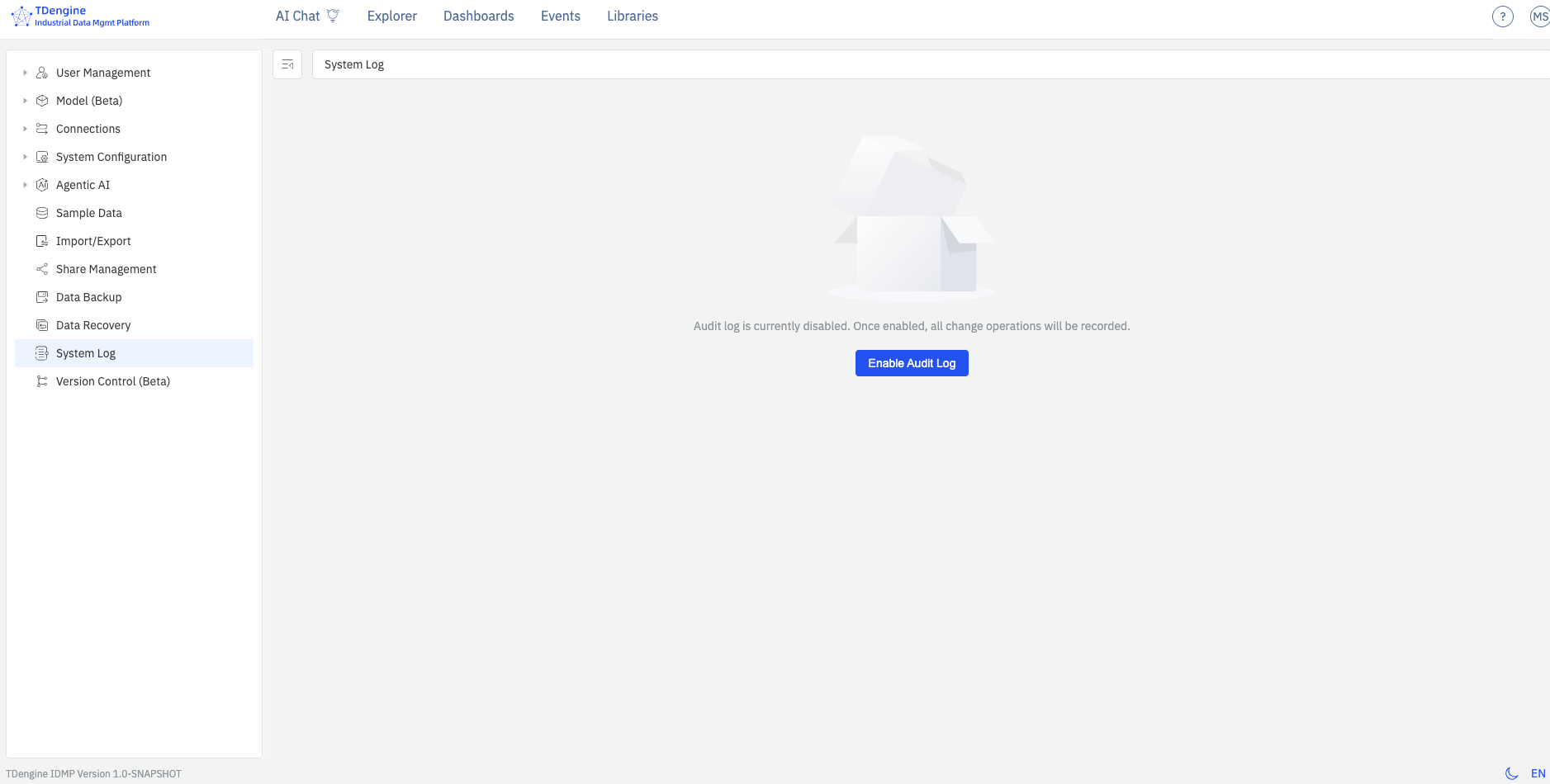 Enable System Log for the first time
