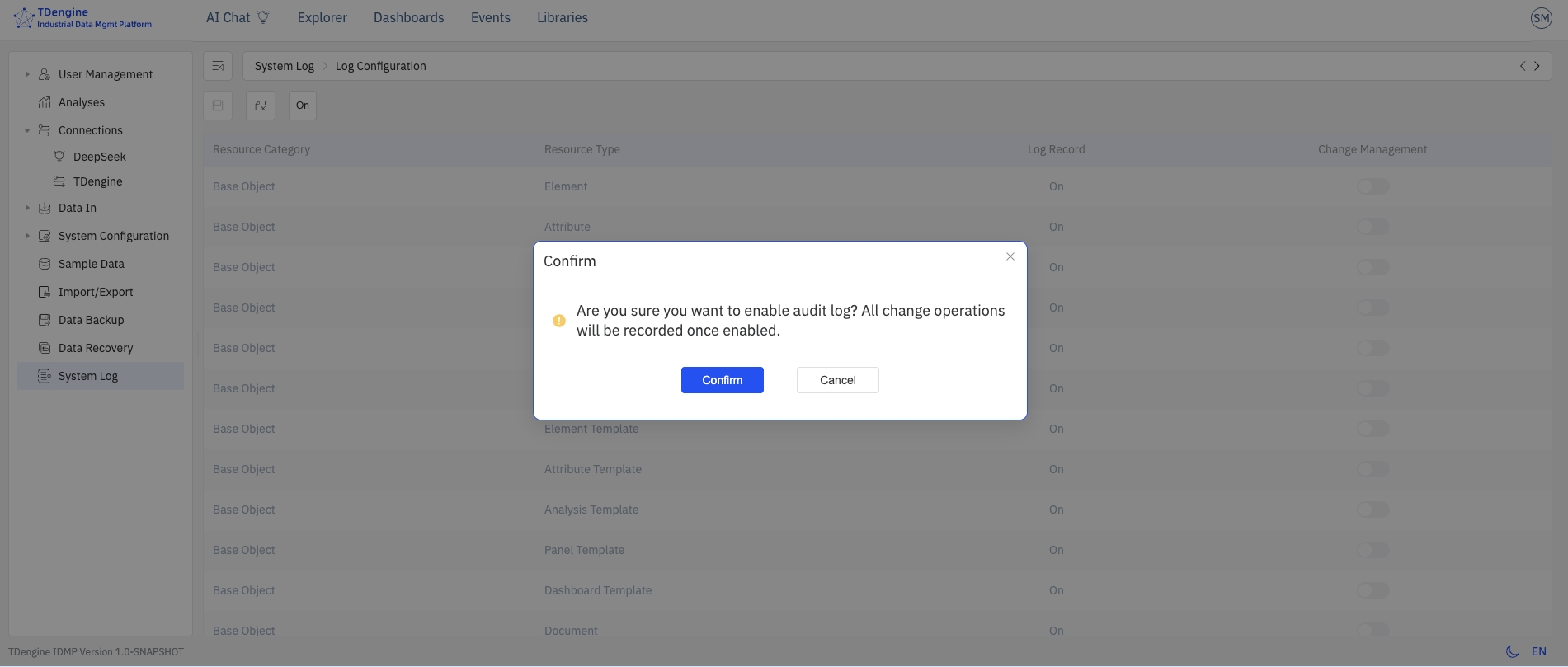 Configuration page when disabled