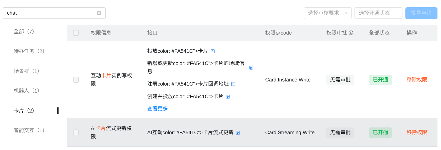Interactive Card Permission