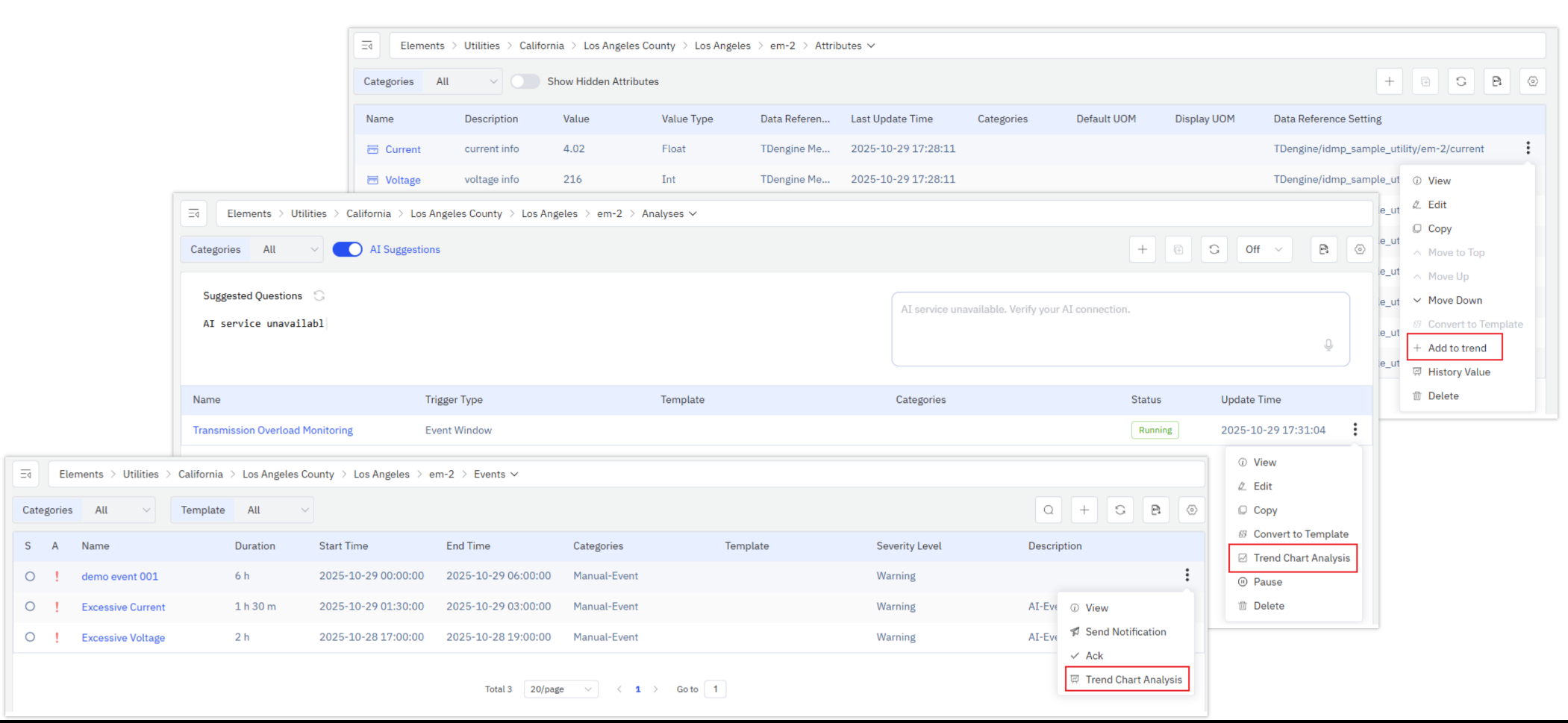 Adding attributes, events, and analyses to Event Trend