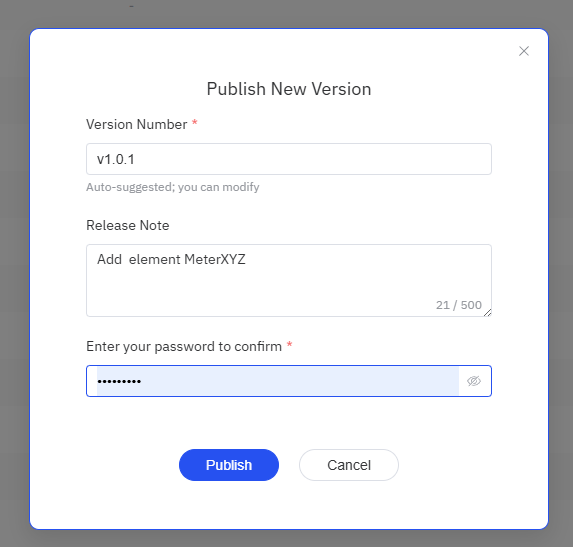 Manual Publish Dialog