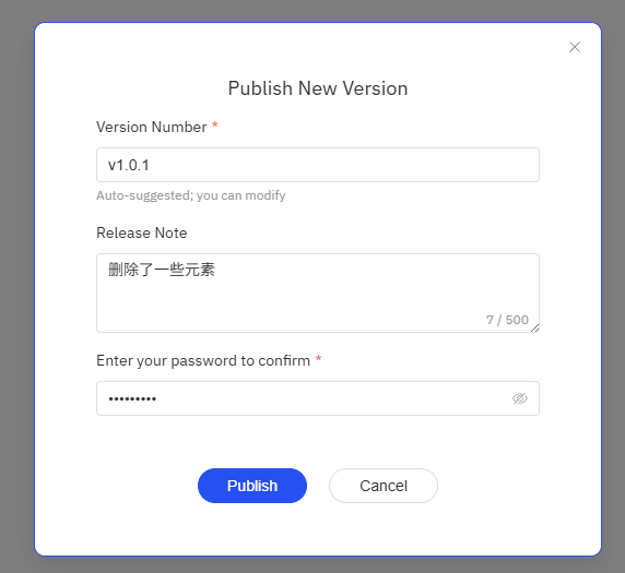 Manual Publish Dialog