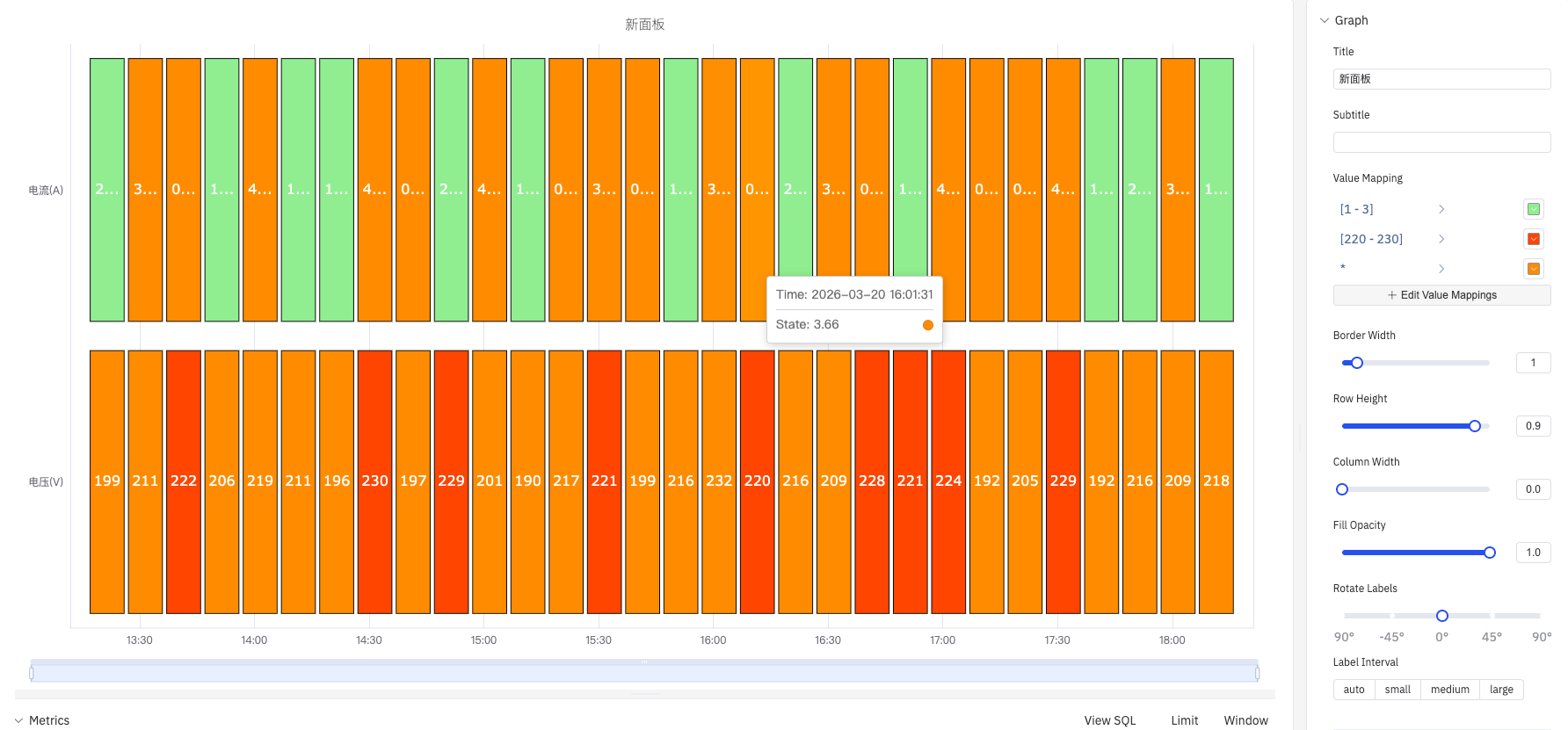 Status History configuration panel
