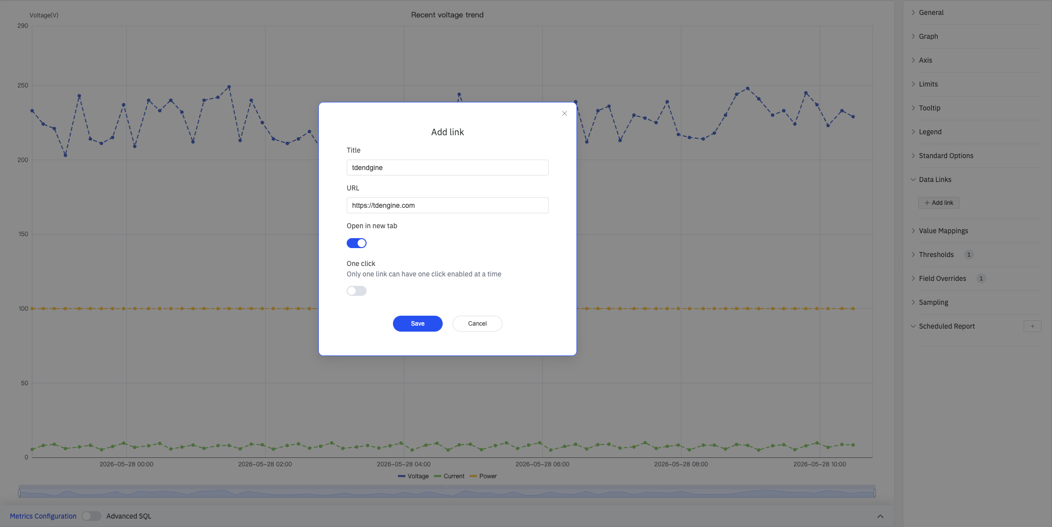 Data Links edit dialog